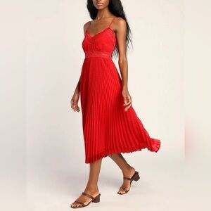 Lulu's Vibrant Red Midi Dress